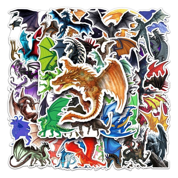 Dragon Stickers 50pcs Long Lasting PVC Material - Picture 2 of 6